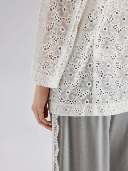 French Custom Lace Tailored Blazer-VibeCloset