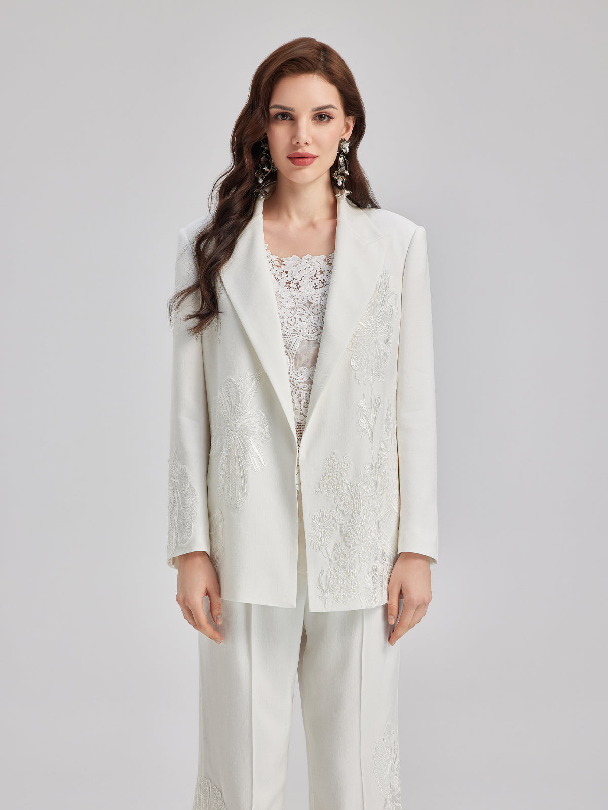 Luxe Floral Embroidered Relaxed Blazer-VibeCloset