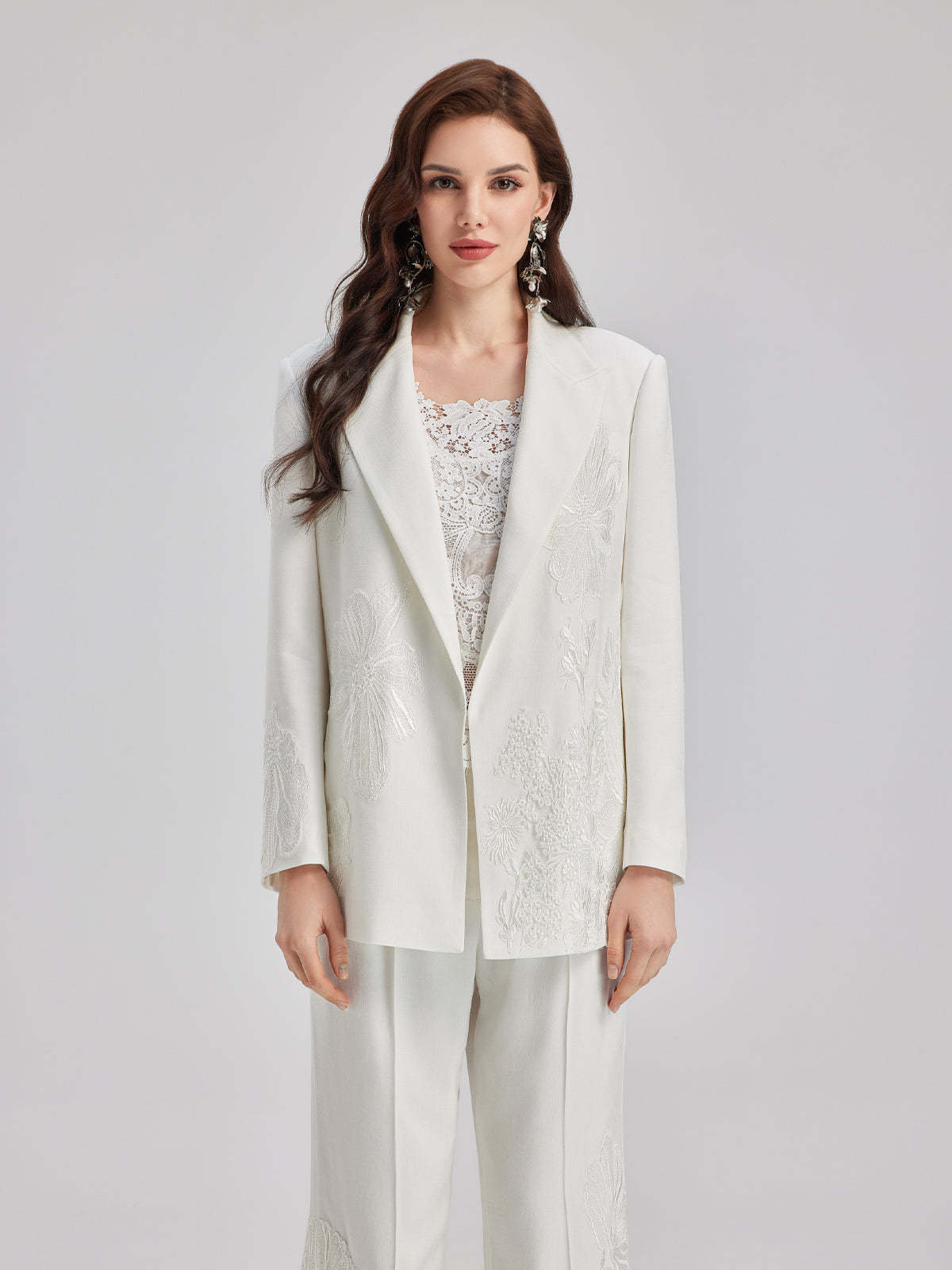 Luxe Floral Embroidered Relaxed Blazer-VibeCloset