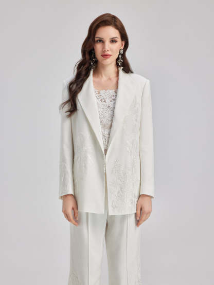 Luxe Floral Embroidered Relaxed Blazer-VibeCloset