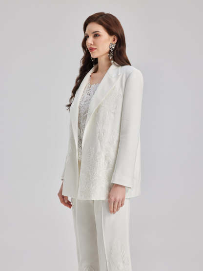 Luxe Floral Embroidered Relaxed Blazer-VibeCloset
