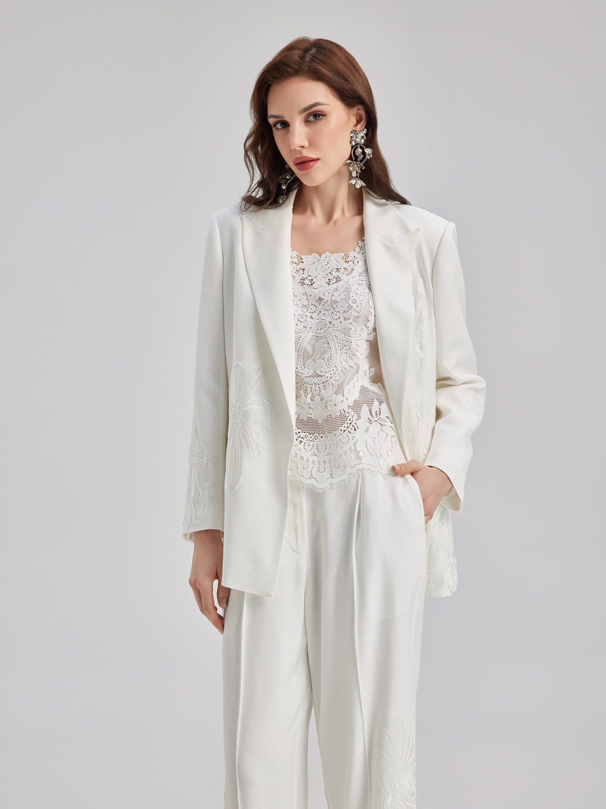 Luxe Floral Embroidered Relaxed Blazer-VibeCloset