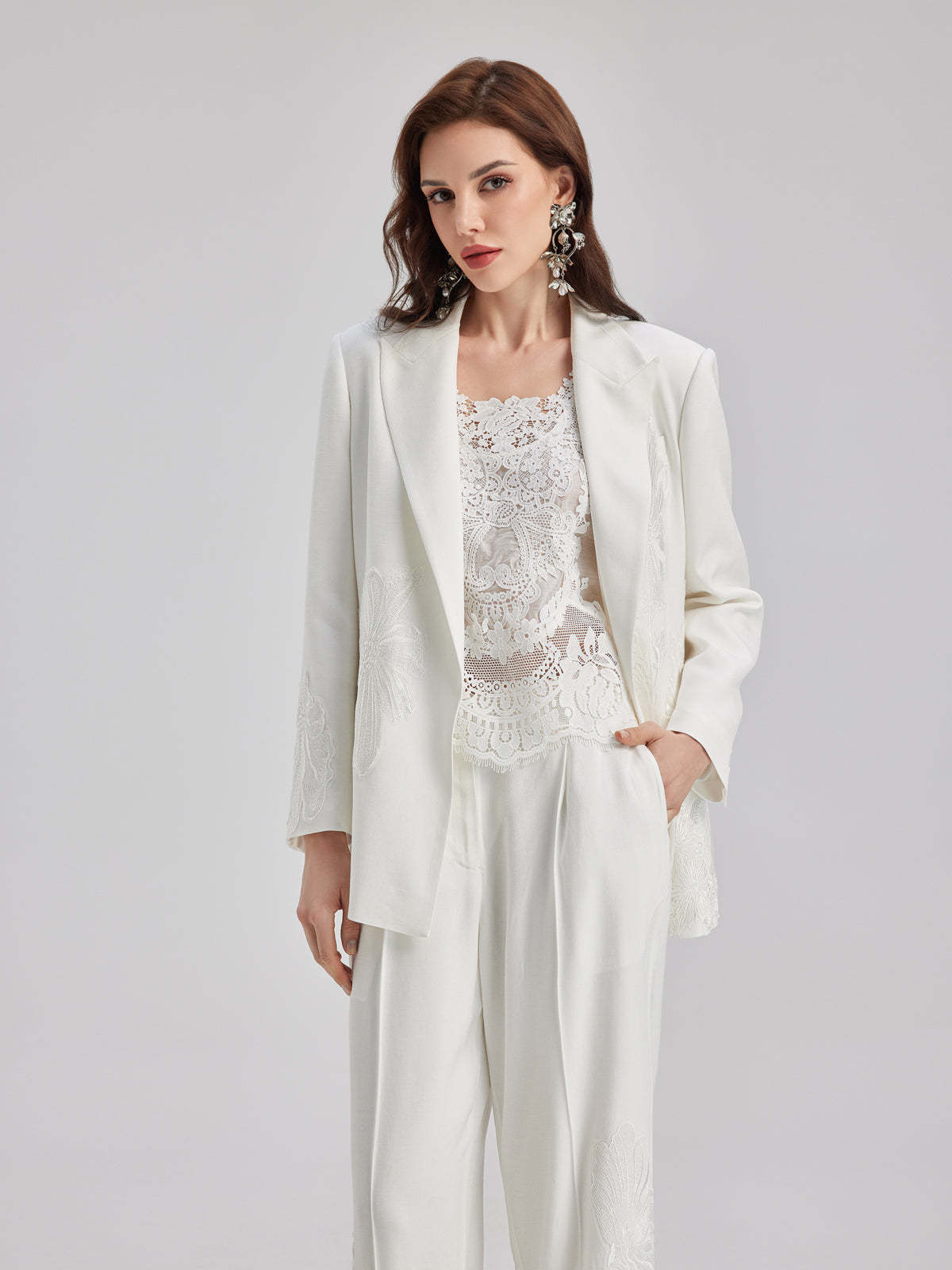 Luxe Floral Embroidered Relaxed Blazer-VibeCloset