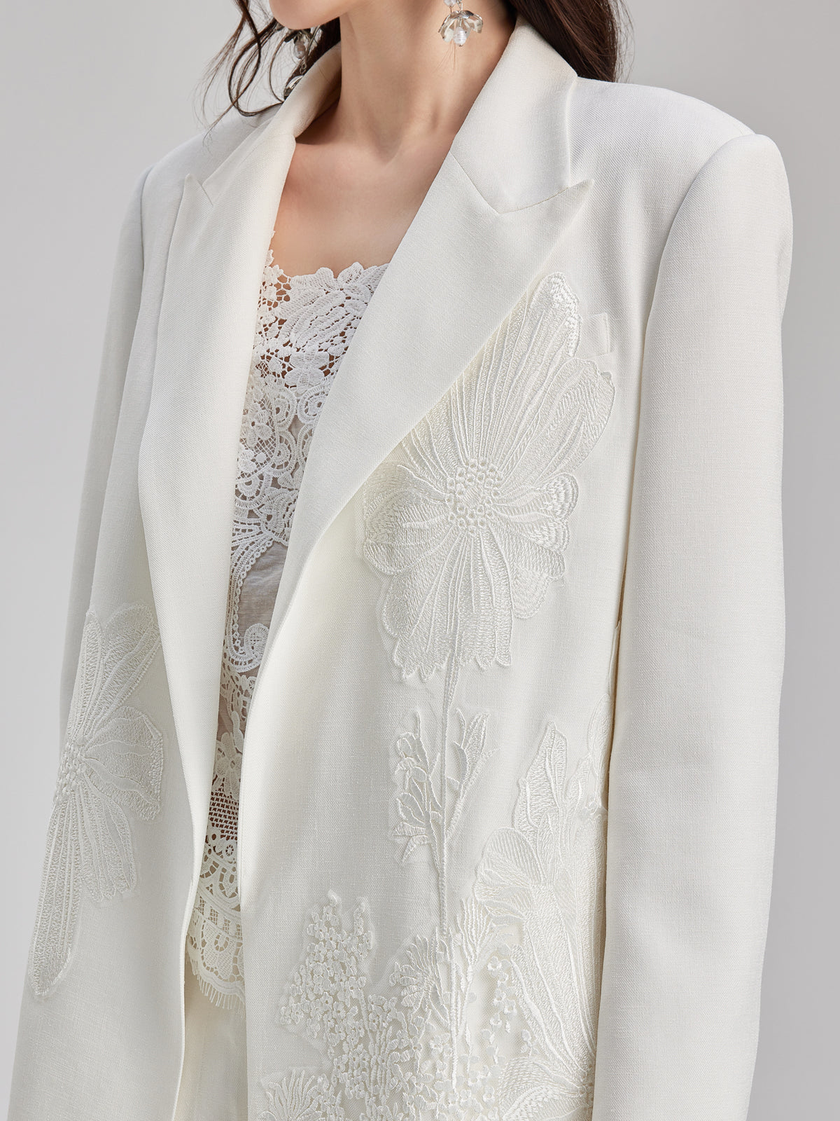 Luxe Floral Embroidered Relaxed Blazer-VibeCloset