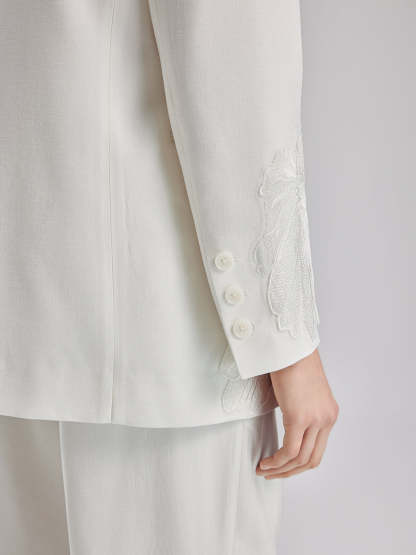 Luxe Floral Embroidered Relaxed Blazer-VibeCloset