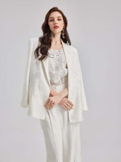 Luxe Floral Embroidered Relaxed Blazer-VibeCloset