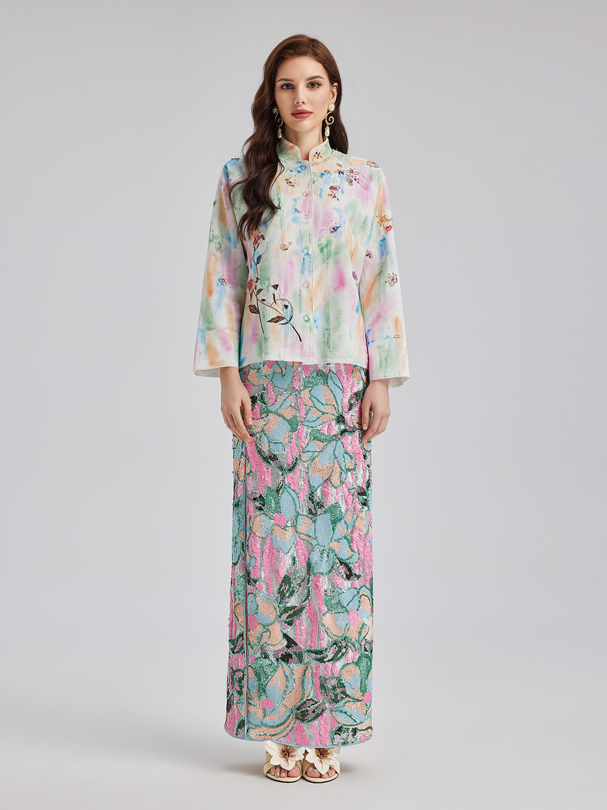 Knot Stitch Embroidered Painted Jacket-VibeCloset