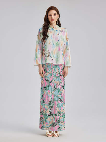 Knot Stitch Embroidered Painted Jacket-VibeCloset