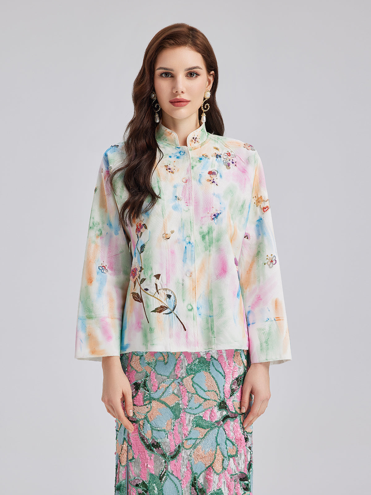 Knot Stitch Embroidered Painted Jacket-VibeCloset