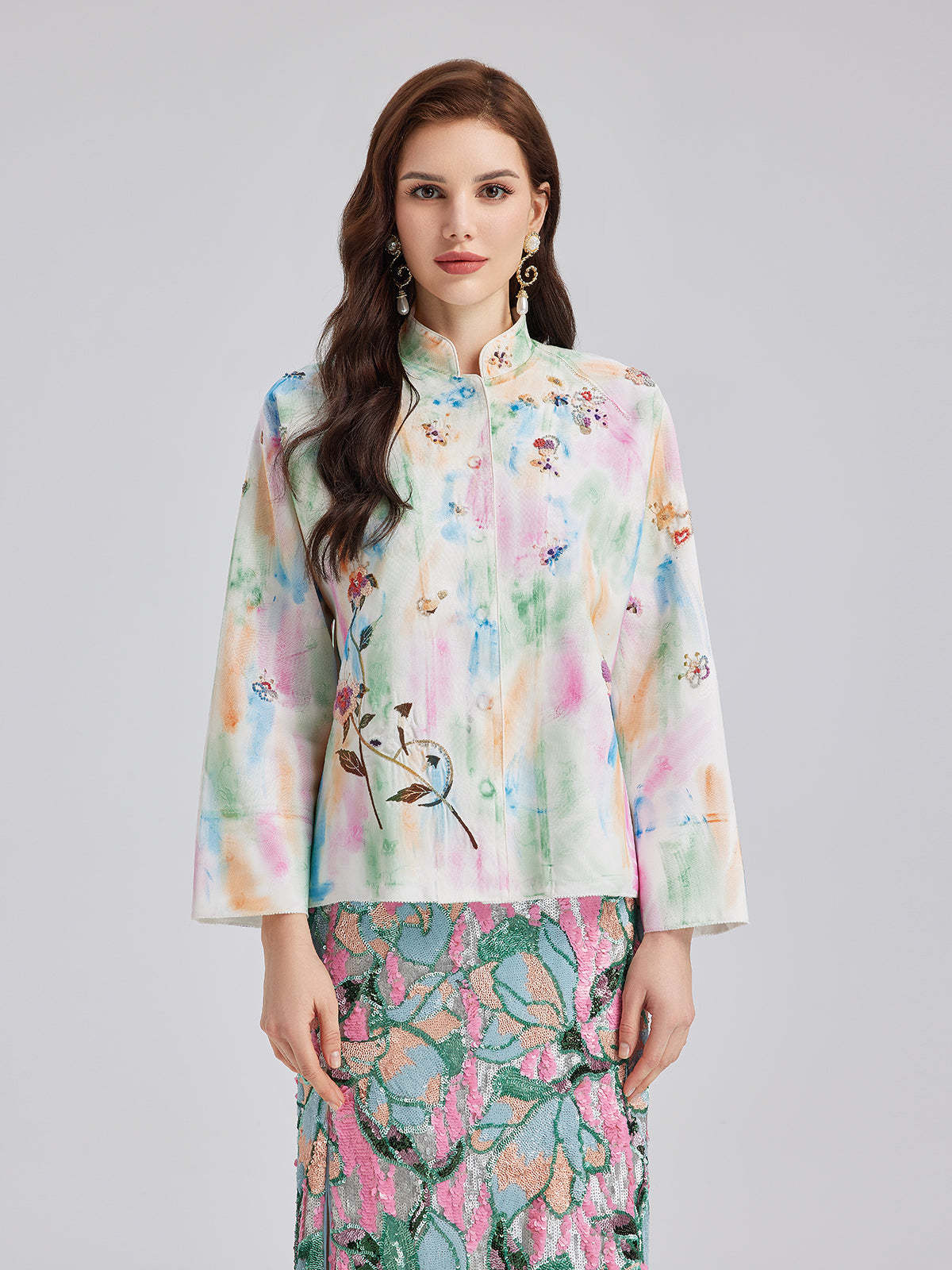 Knot Stitch Embroidered Painted Jacket-VibeCloset