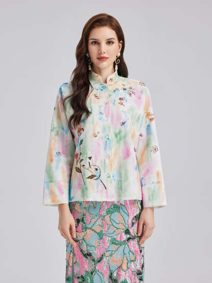 Knot Stitch Embroidered Painted Jacket-VibeCloset