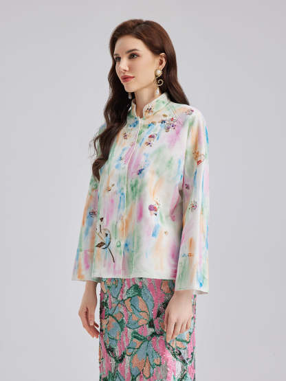 Knot Stitch Embroidered Painted Jacket-VibeCloset