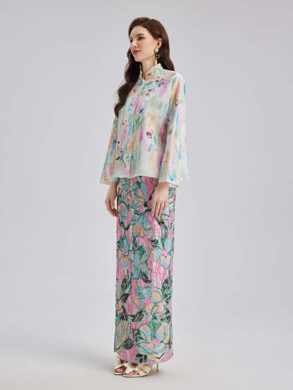 Knot Stitch Embroidered Painted Jacket-VibeCloset