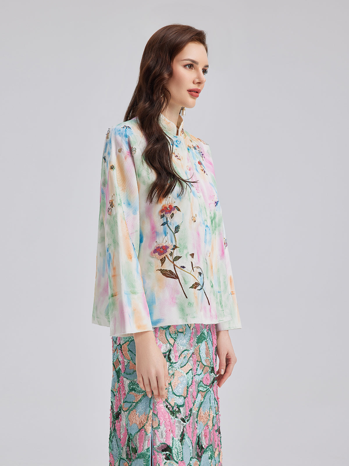 Knot Stitch Embroidered Painted Jacket-VibeCloset