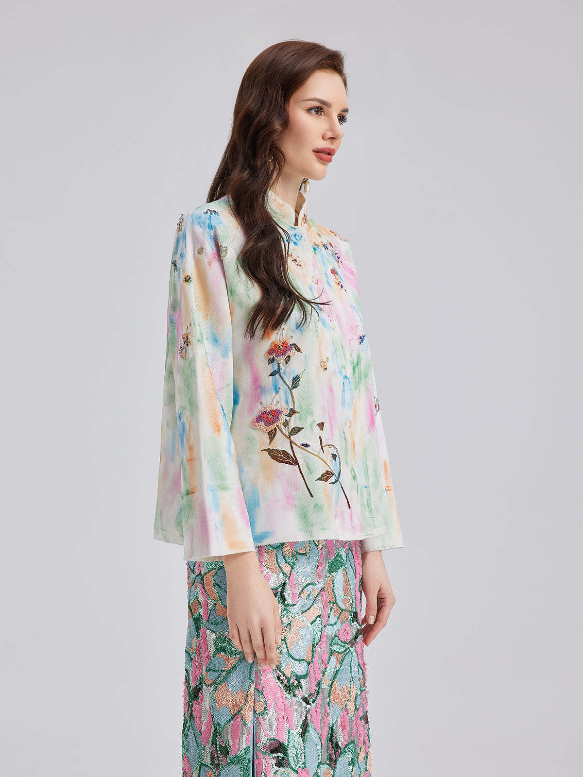 Knot Stitch Embroidered Painted Jacket-VibeCloset