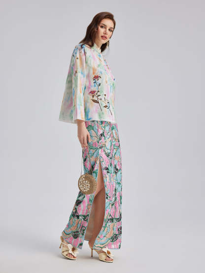 Knot Stitch Embroidered Painted Jacket-VibeCloset