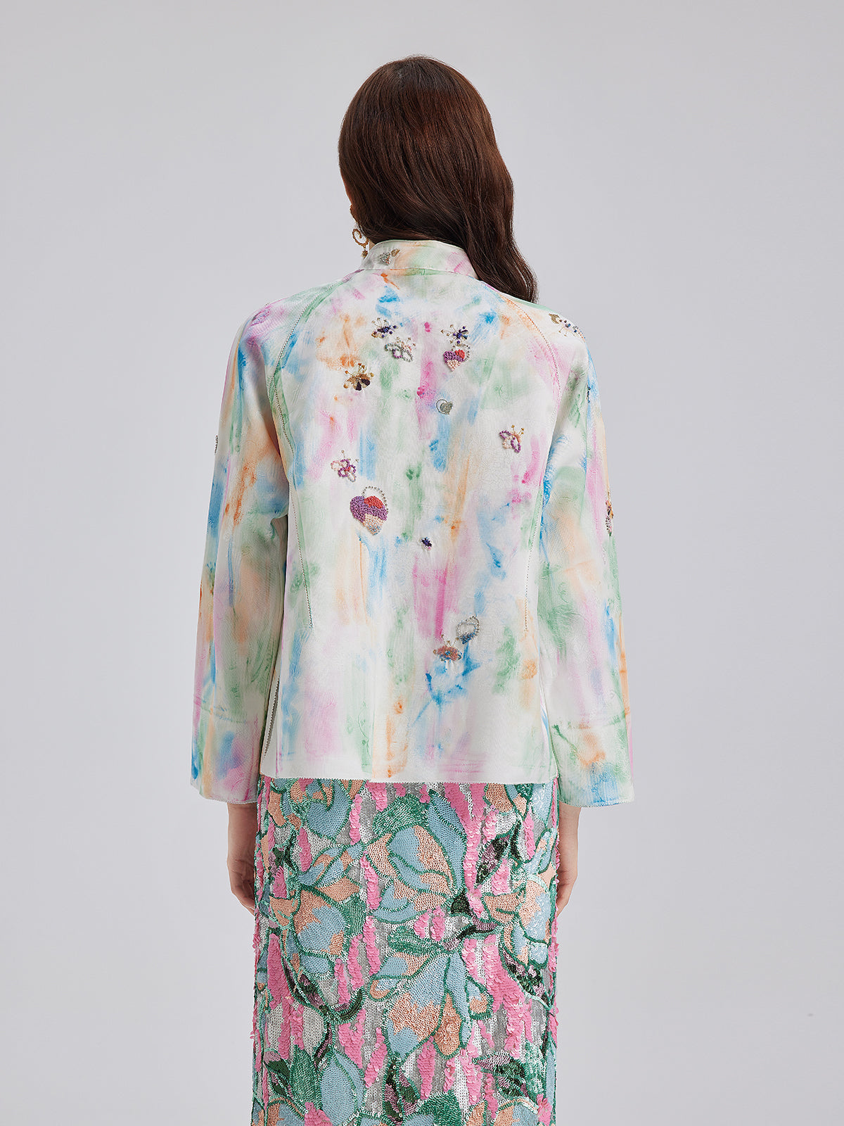 Knot Stitch Embroidered Painted Jacket-VibeCloset