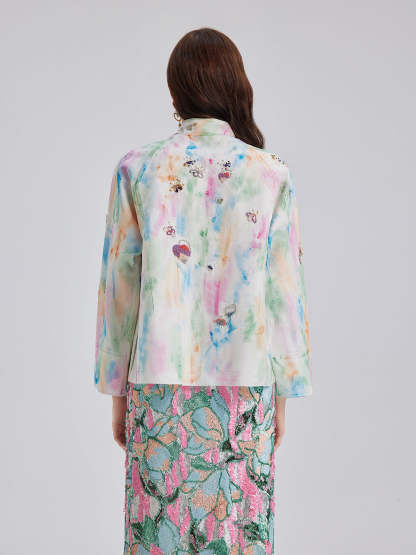 Knot Stitch Embroidered Painted Jacket-VibeCloset