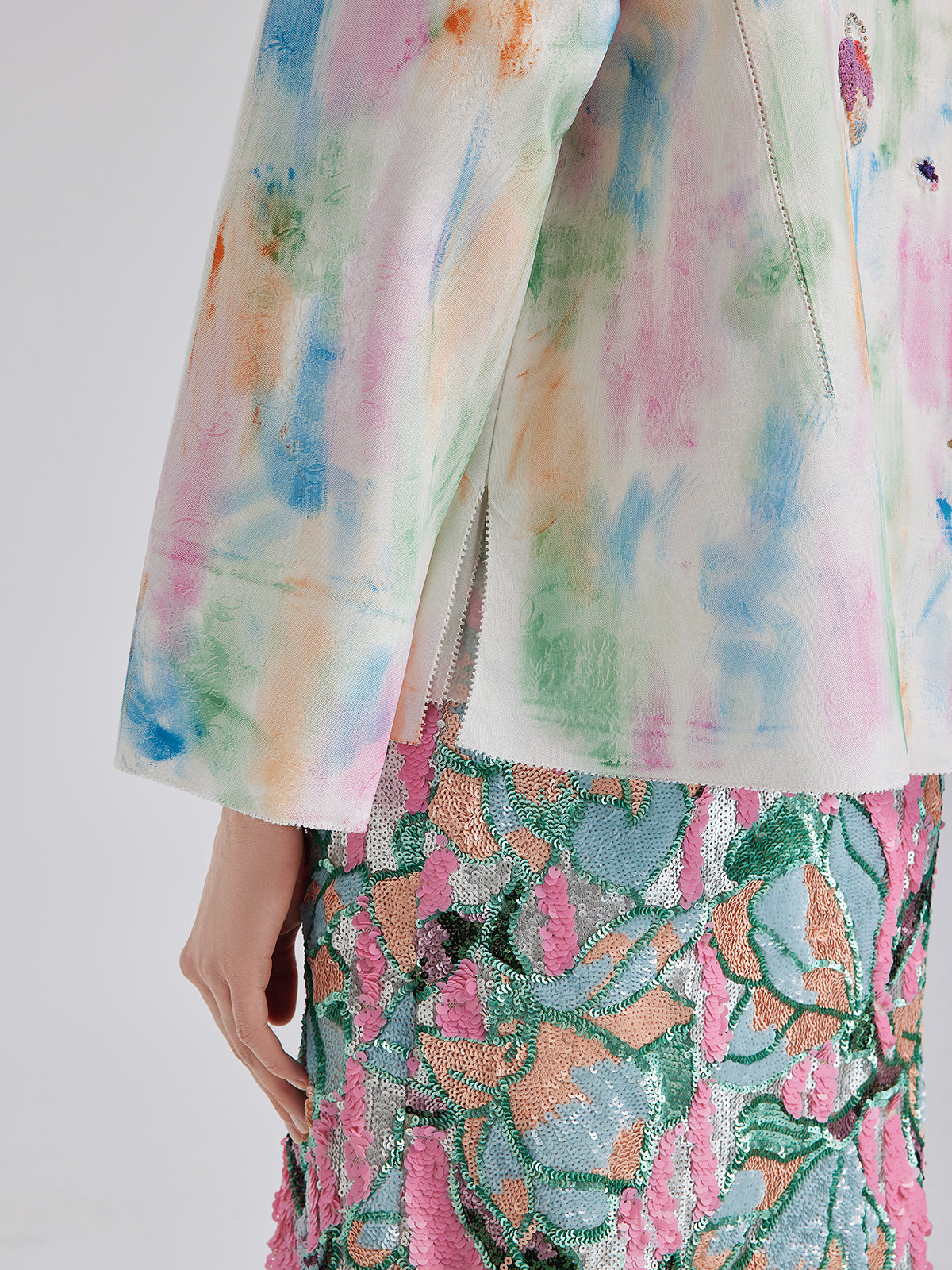 Knot Stitch Embroidered Painted Jacket-VibeCloset