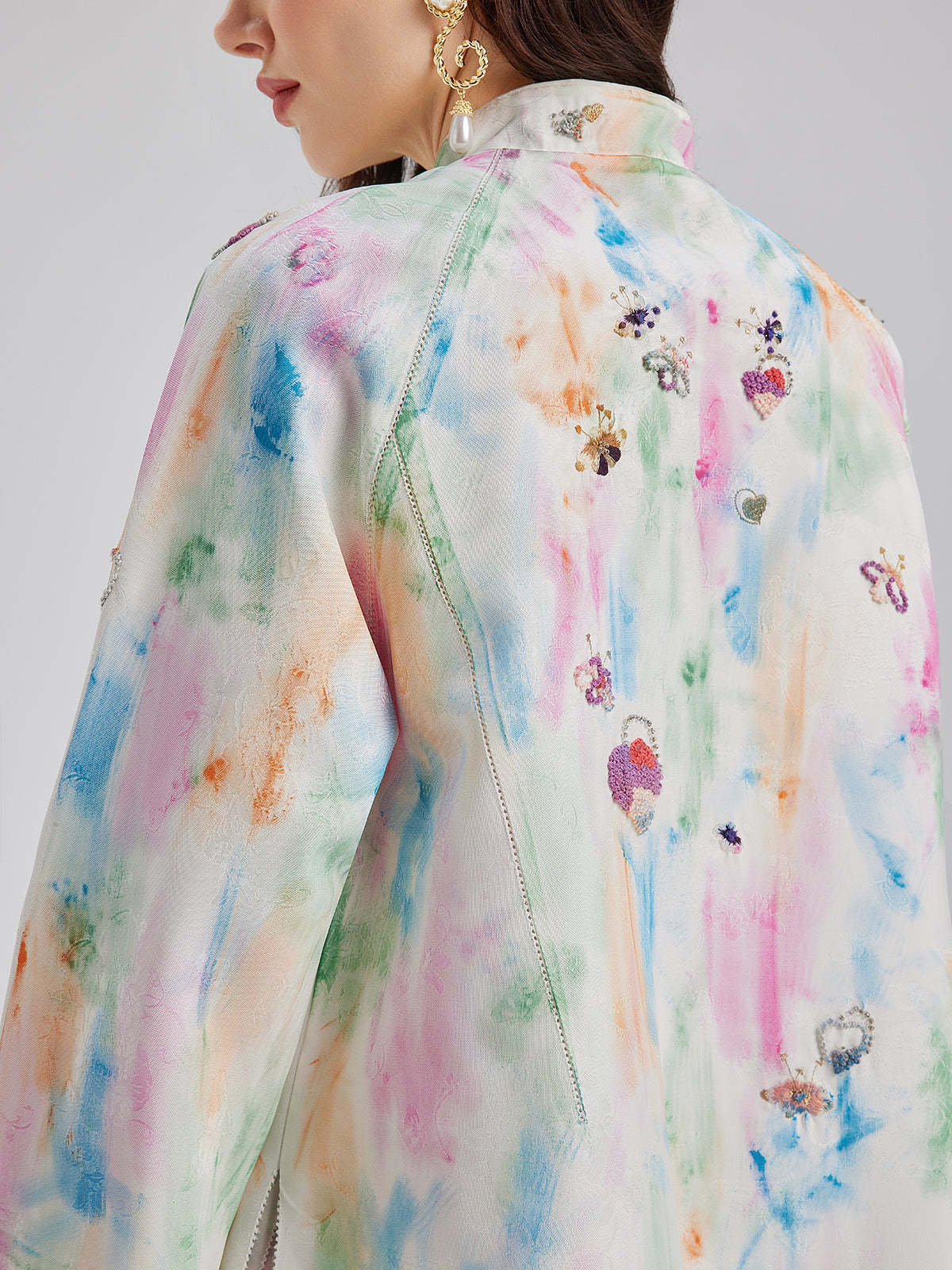 Knot Stitch Embroidered Painted Jacket-VibeCloset