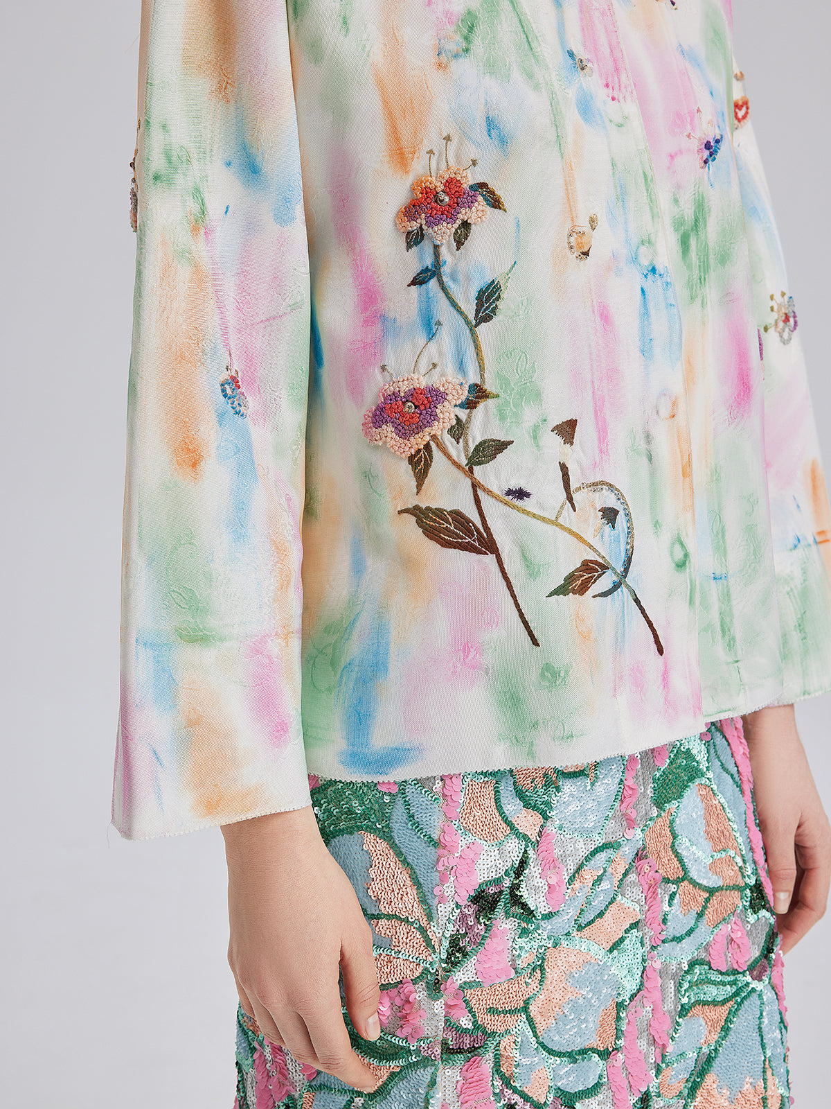 Knot Stitch Embroidered Painted Jacket-VibeCloset