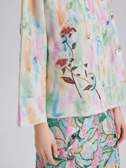 Knot Stitch Embroidered Painted Jacket-VibeCloset