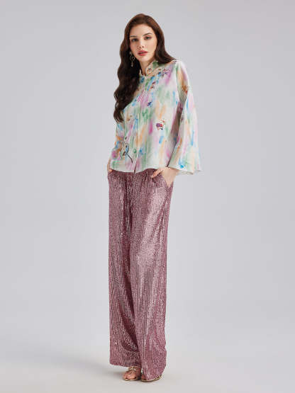 Knot Stitch Embroidered Painted Jacket-VibeCloset