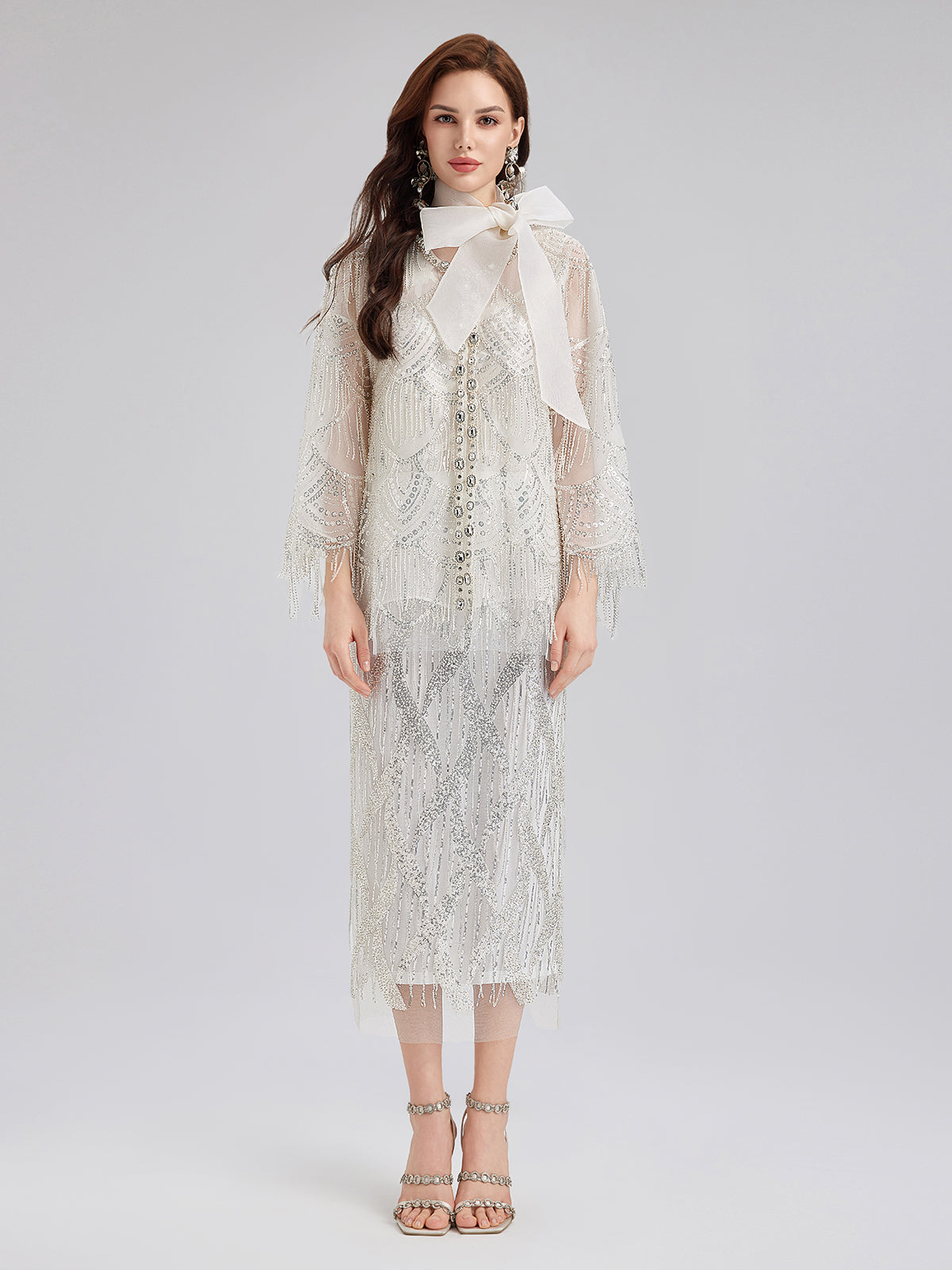 French Beaded Fringe Cape Jacket-VibeCloset