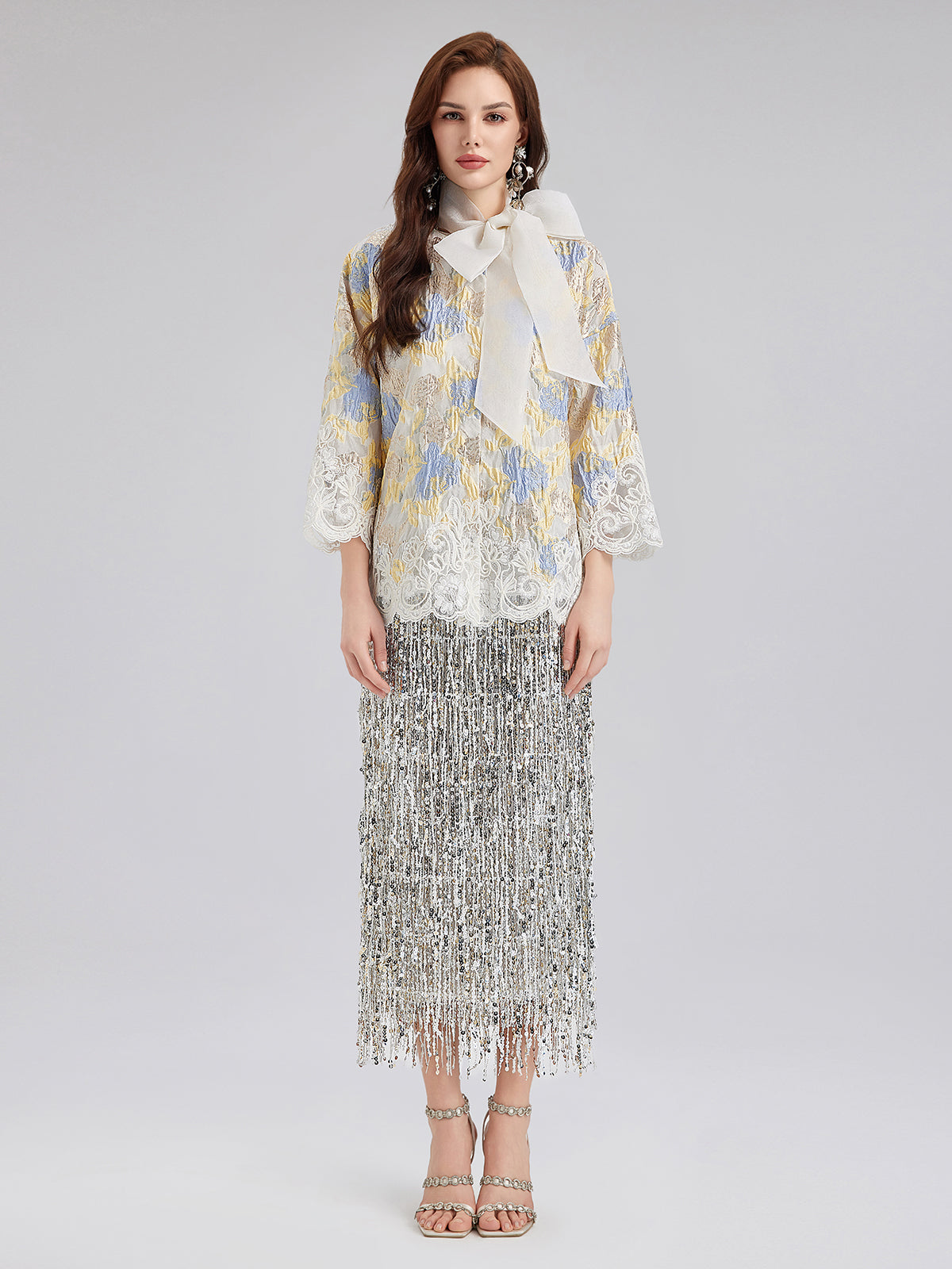 Artistic Painted Jacquard Lace Jacket-VibeCloset