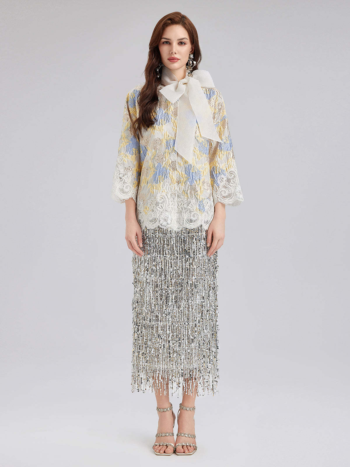 Artistic Painted Jacquard Lace Jacket-VibeCloset
