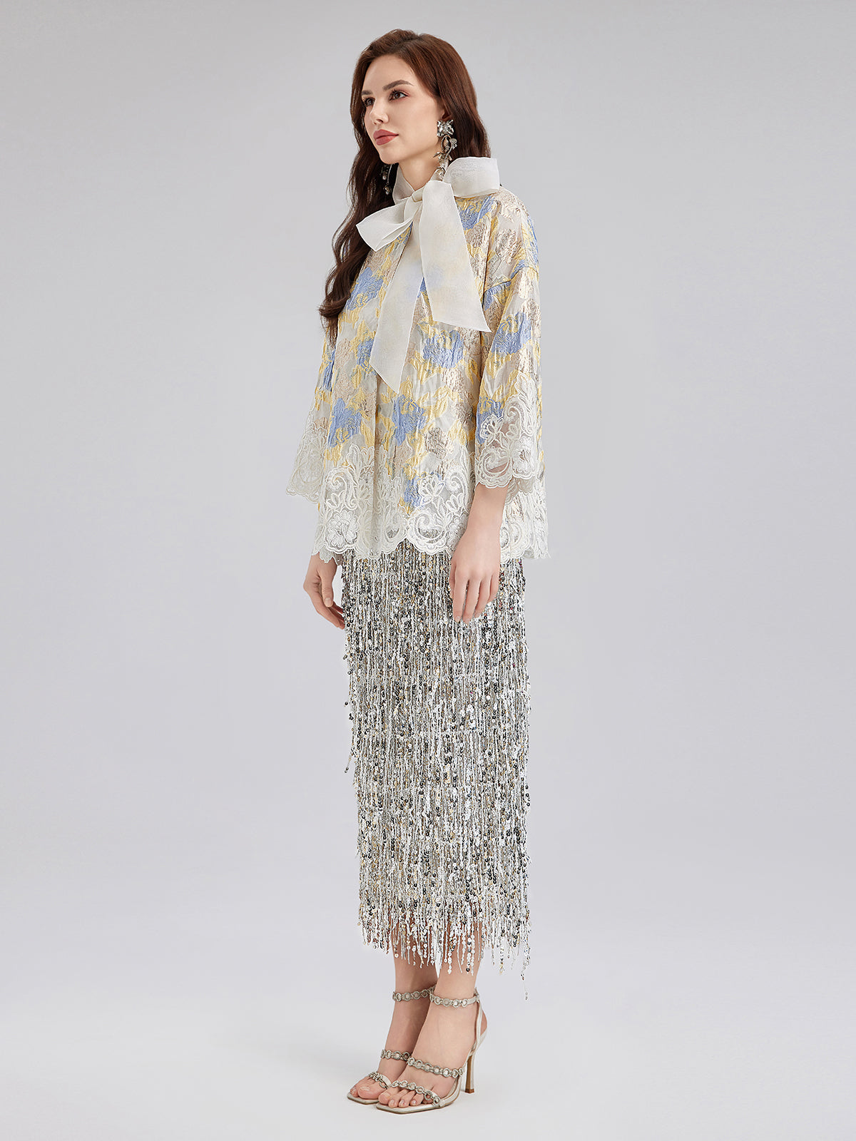 Artistic Painted Jacquard Lace Jacket-VibeCloset