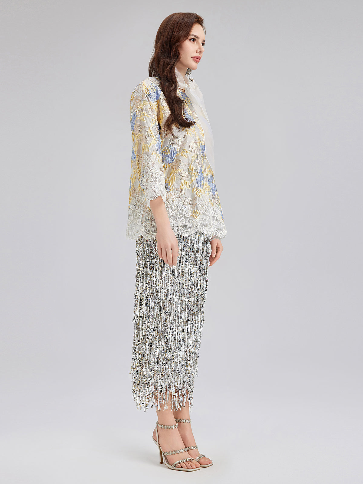 Artistic Painted Jacquard Lace Jacket-VibeCloset