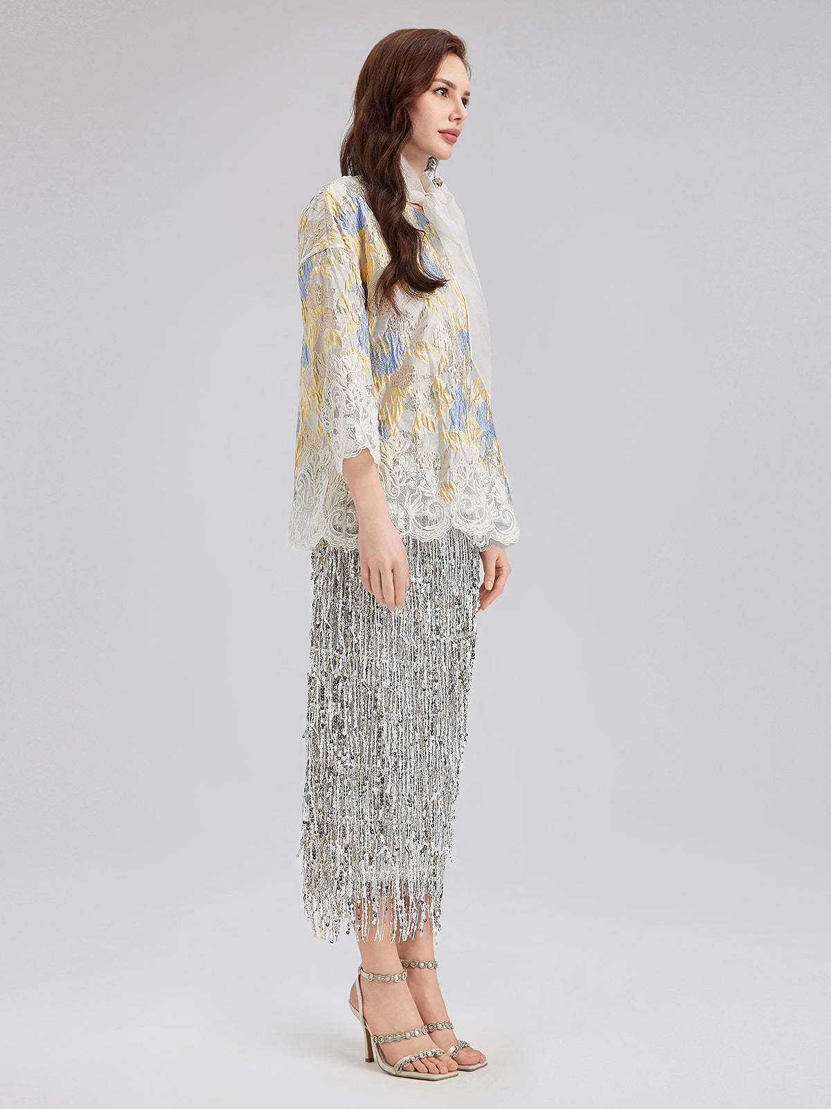 Artistic Painted Jacquard Lace Jacket-VibeCloset