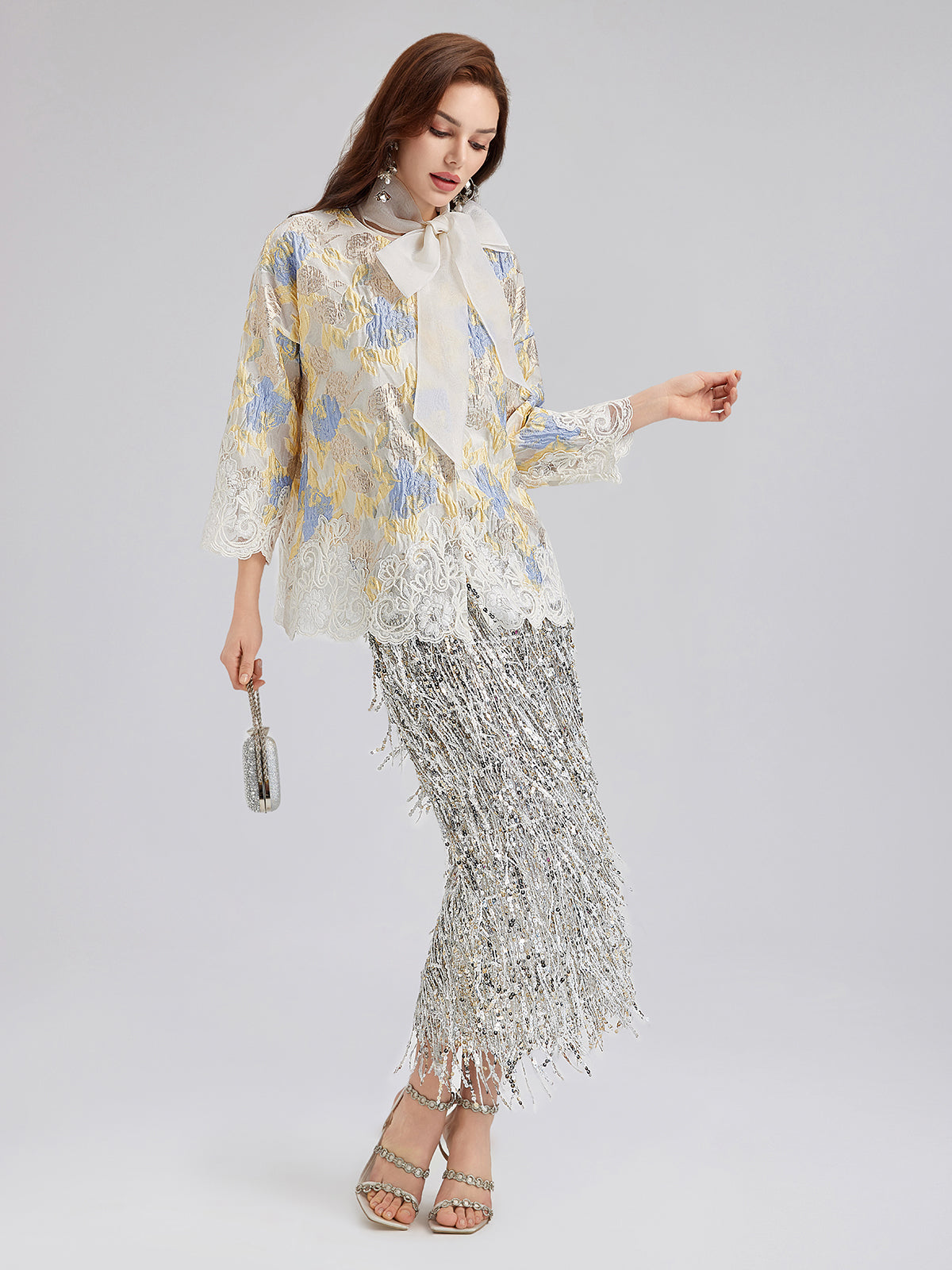 Artistic Painted Jacquard Lace Jacket-VibeCloset