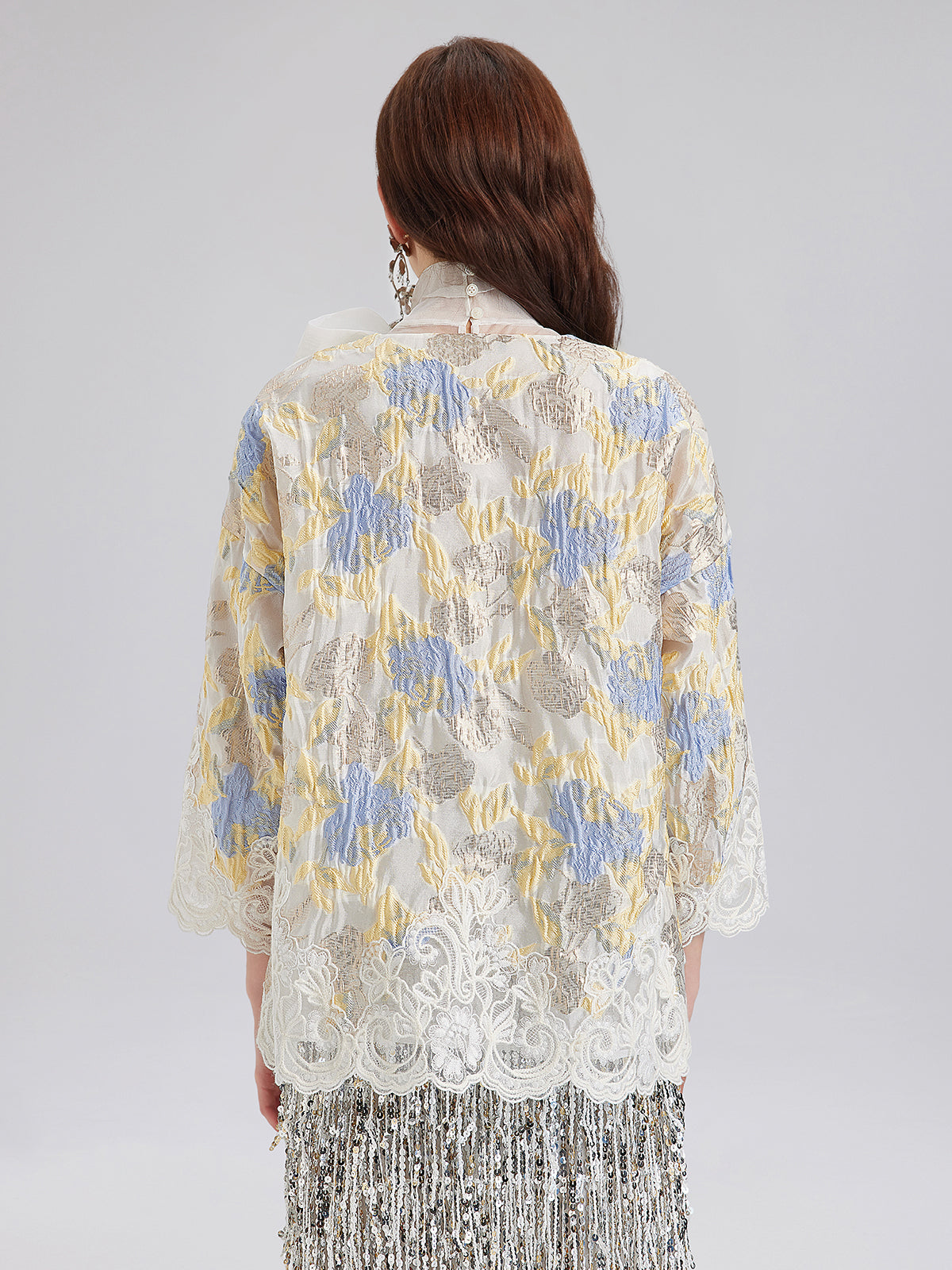 Artistic Painted Jacquard Lace Jacket-VibeCloset