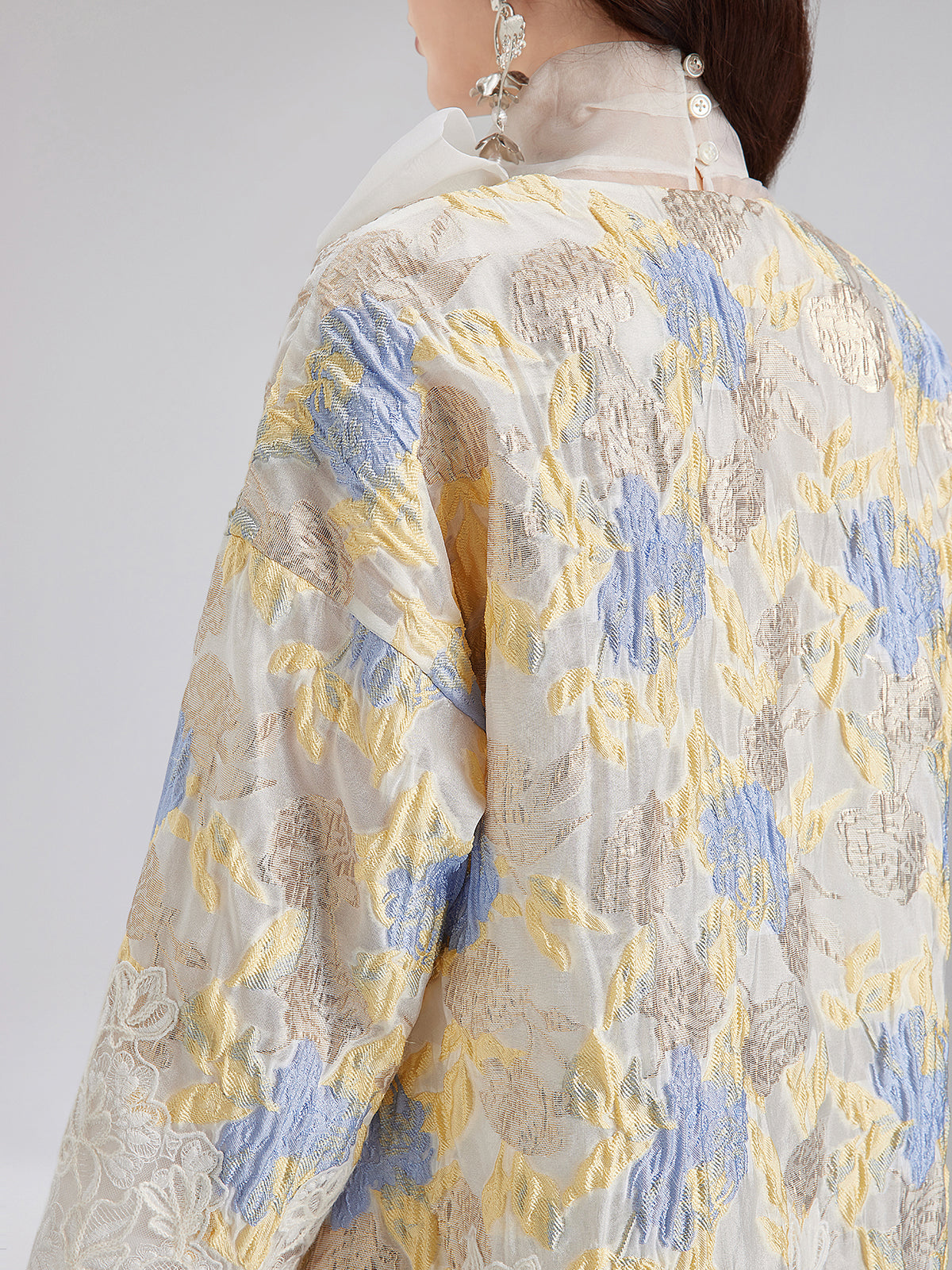 Artistic Painted Jacquard Lace Jacket-VibeCloset