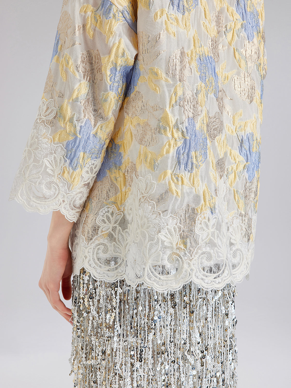 Artistic Painted Jacquard Lace Jacket-VibeCloset
