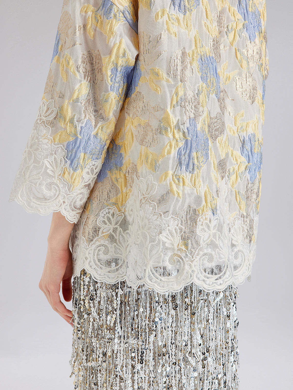 Artistic Painted Jacquard Lace Jacket-VibeCloset