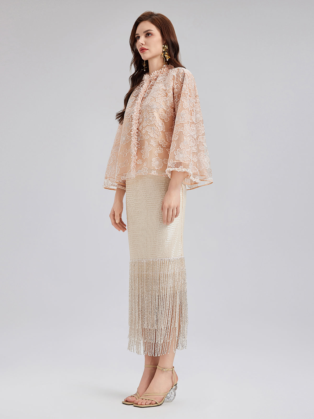 French Beaded Floral Embroidered Jacket-VibeCloset