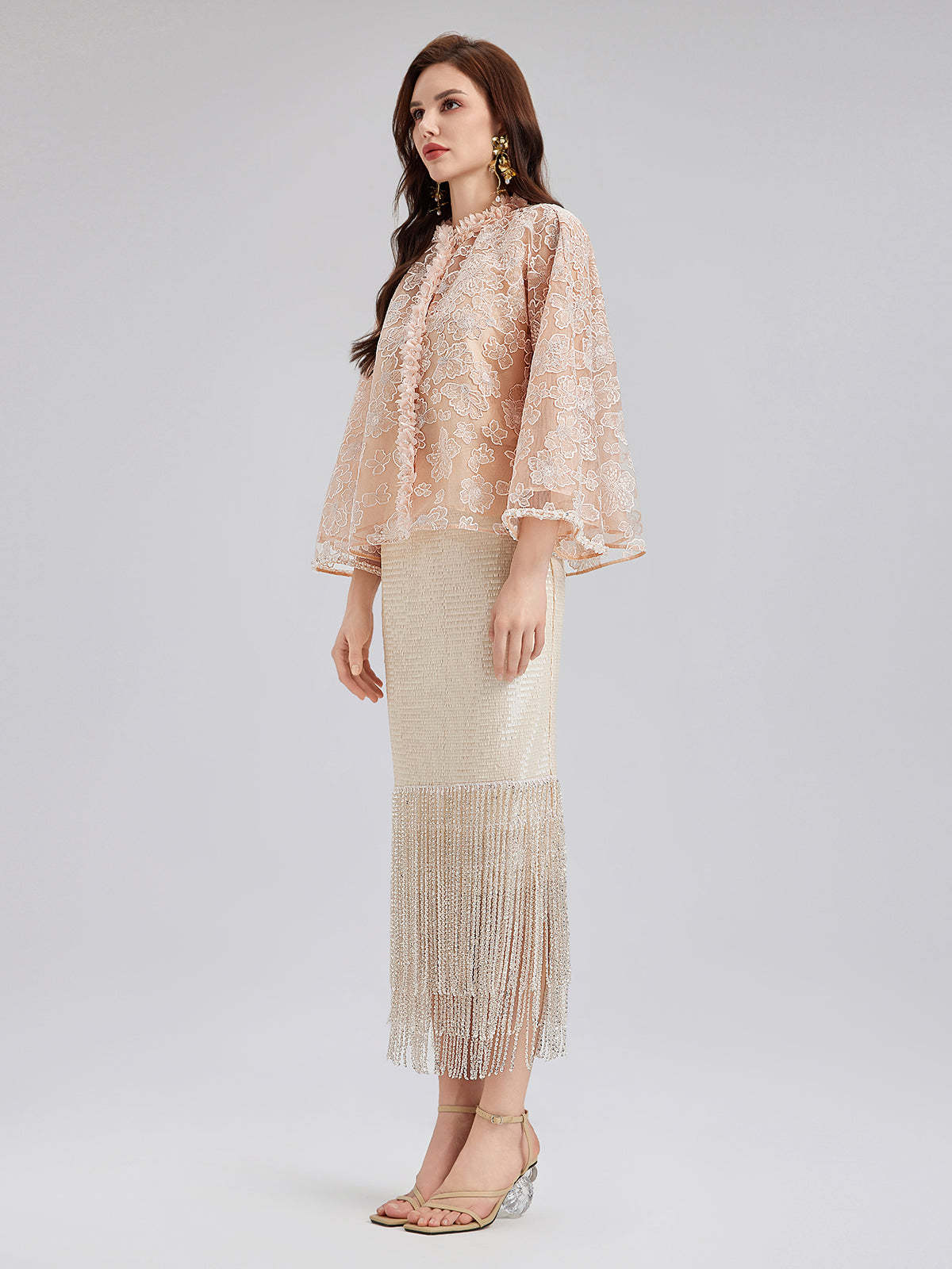 French Beaded Floral Embroidered Jacket-VibeCloset