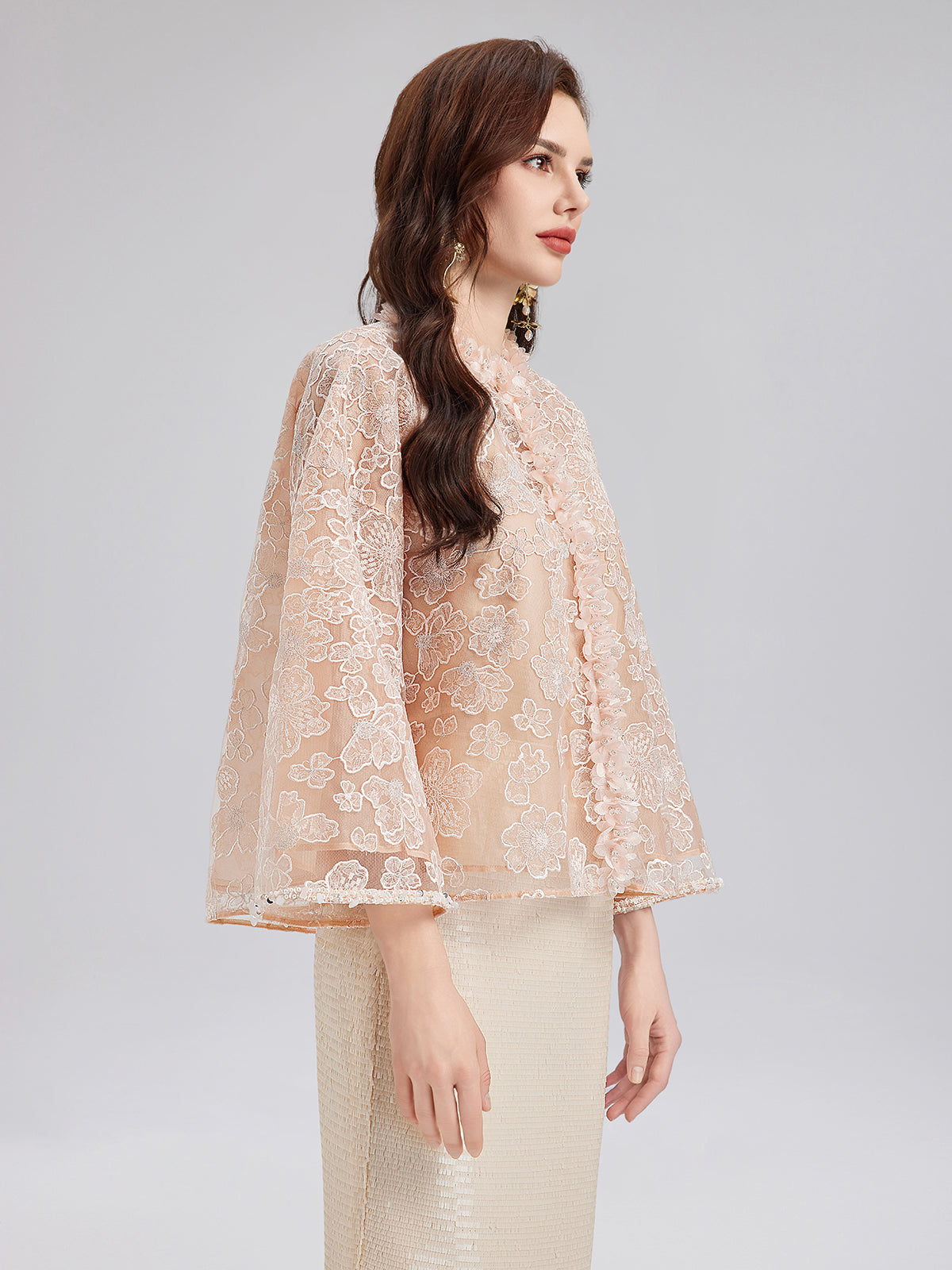 French Beaded Floral Embroidered Jacket-VibeCloset