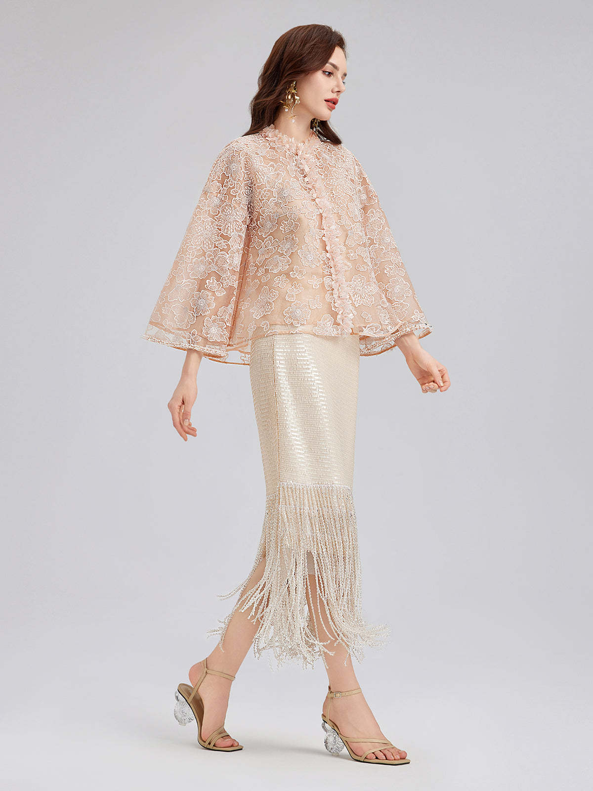 French Beaded Floral Embroidered Jacket-VibeCloset