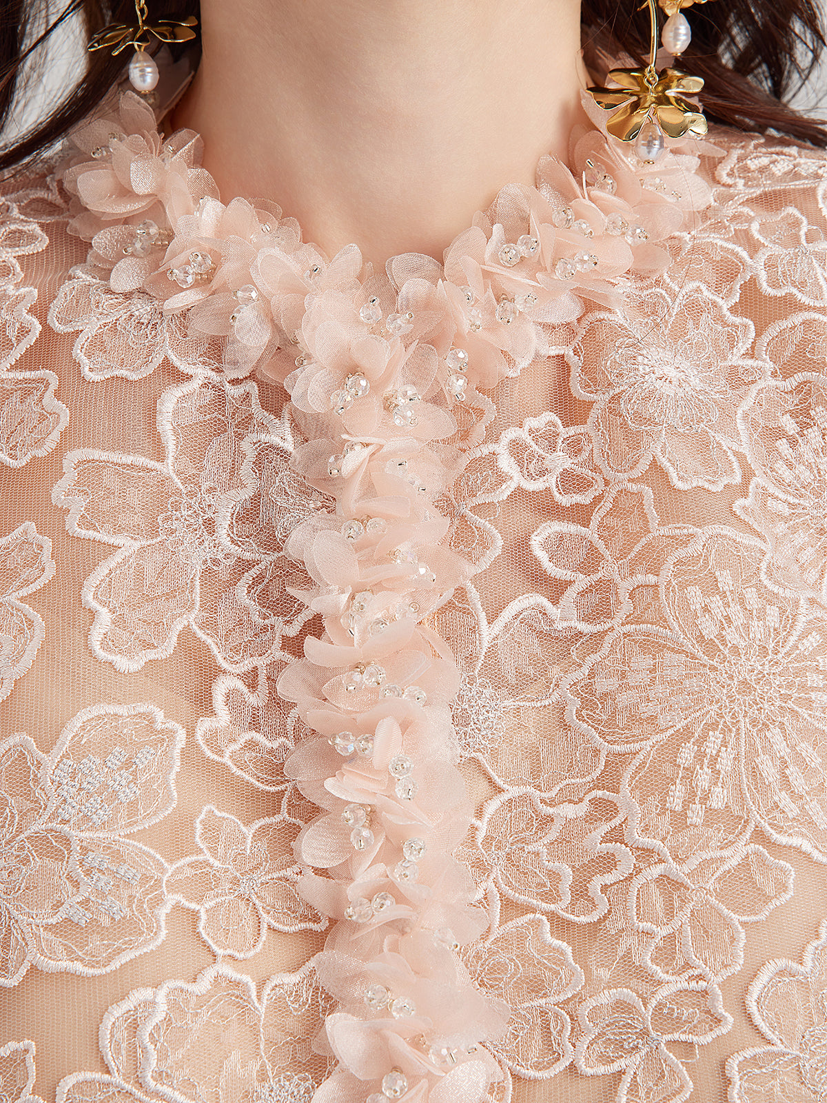 French Beaded Floral Embroidered Jacket-VibeCloset