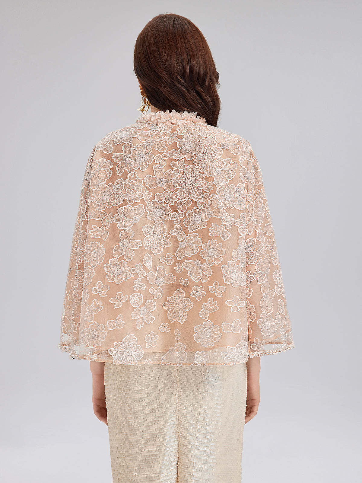 French Beaded Floral Embroidered Jacket-VibeCloset
