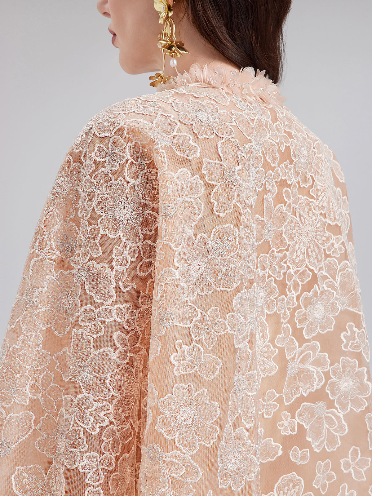 French Beaded Floral Embroidered Jacket-VibeCloset