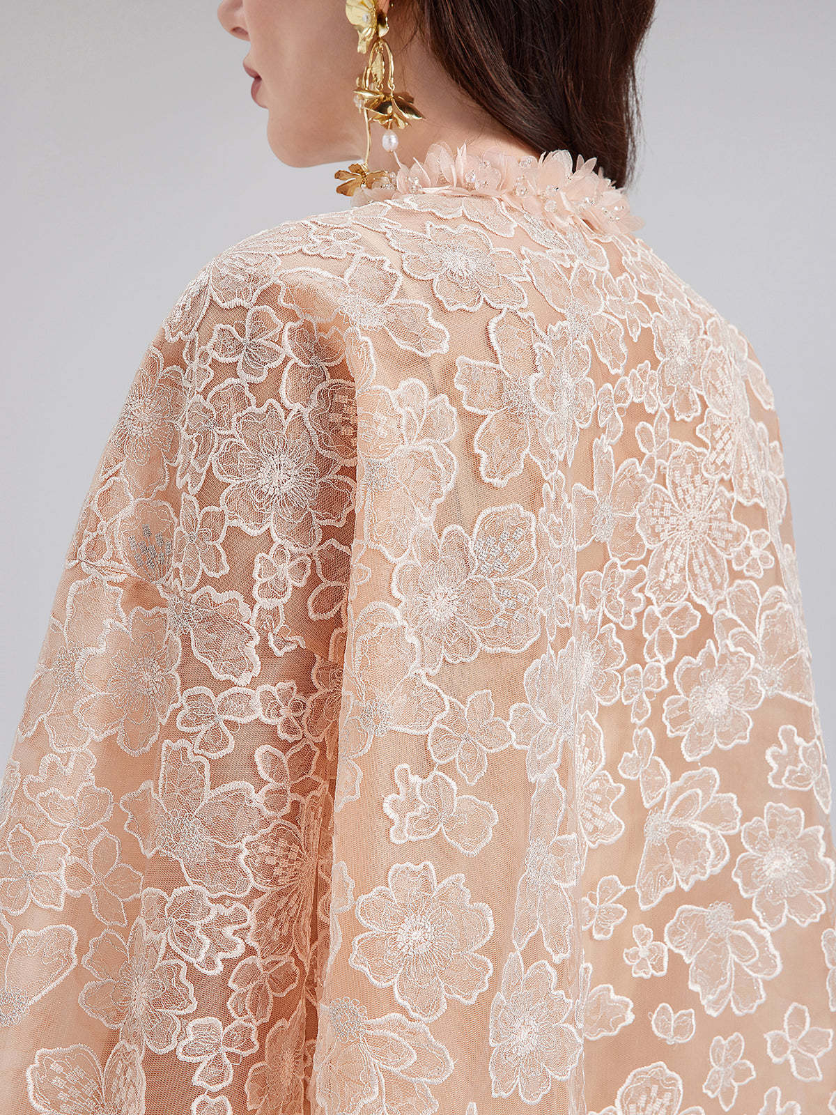 French Beaded Floral Embroidered Jacket-VibeCloset