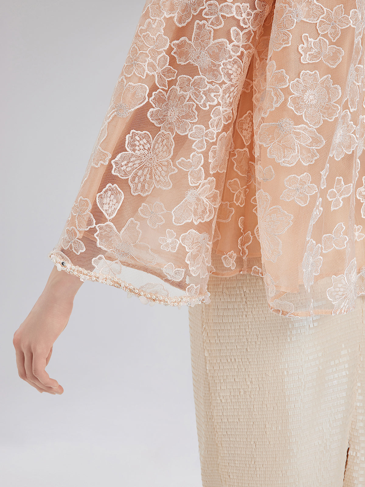 French Beaded Floral Embroidered Jacket-VibeCloset