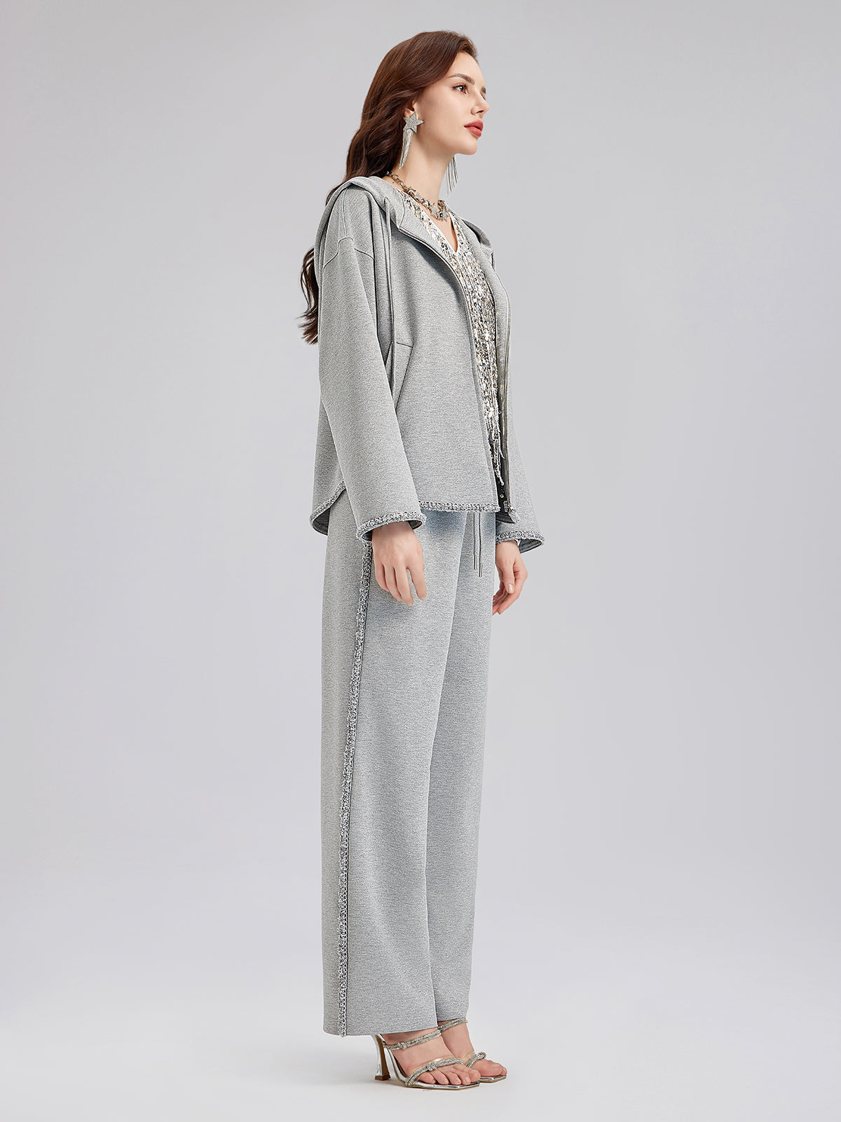 Hand-Stitched Knit Hoodie Jacket-VibeCloset