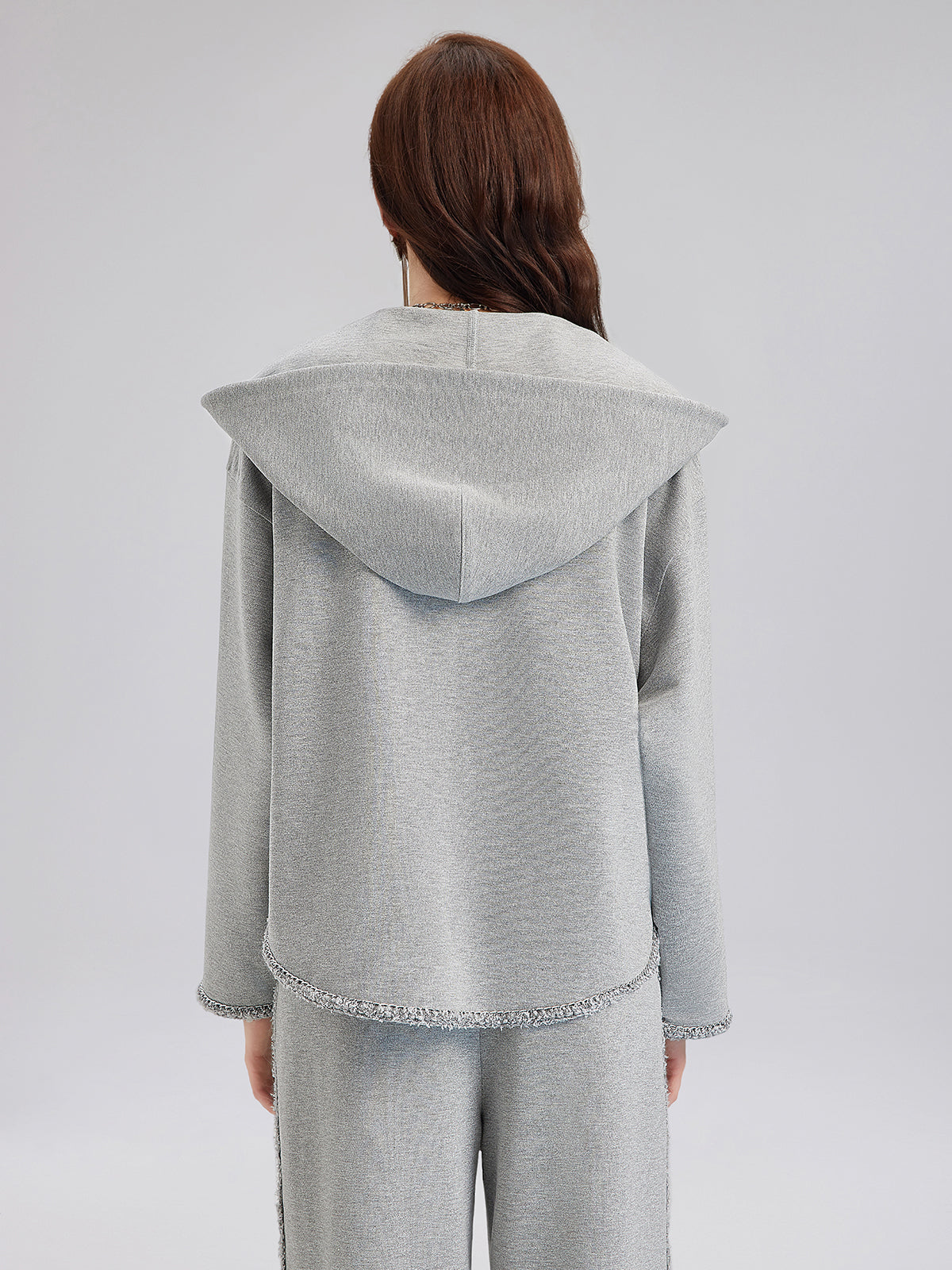 Hand-Stitched Knit Hoodie Jacket-VibeCloset