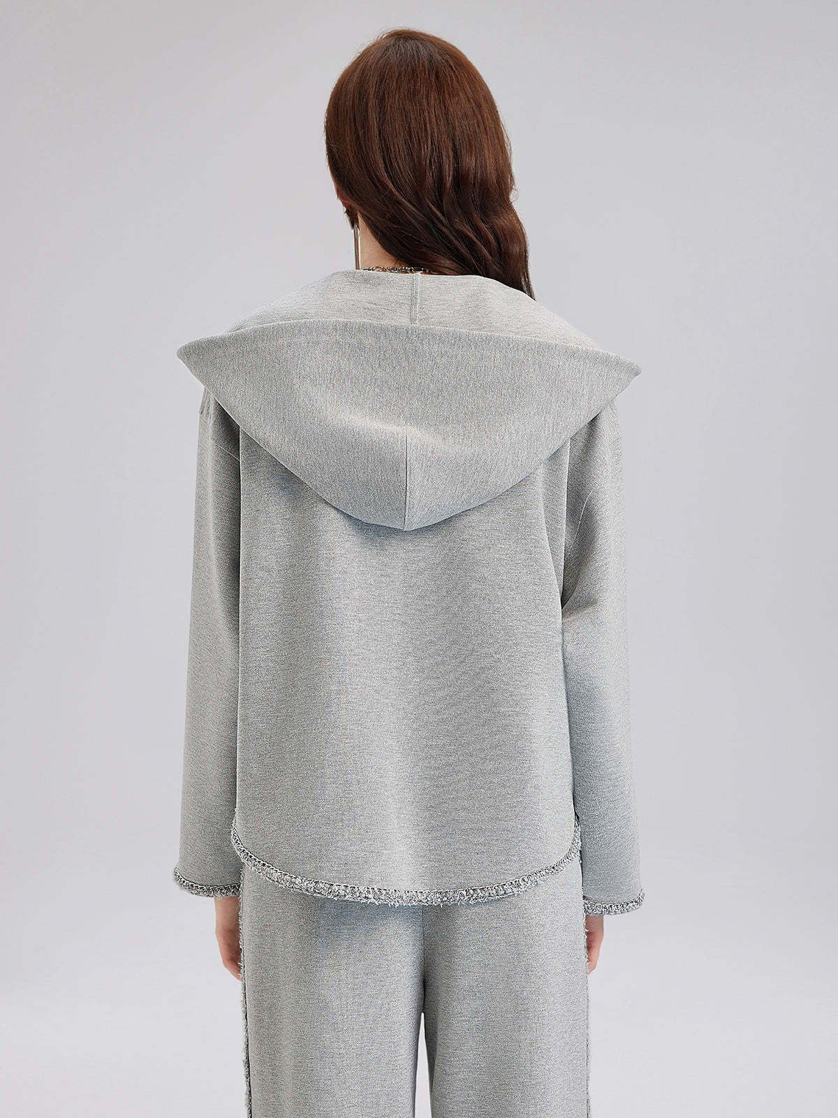 Hand-Stitched Knit Hoodie Jacket-VibeCloset